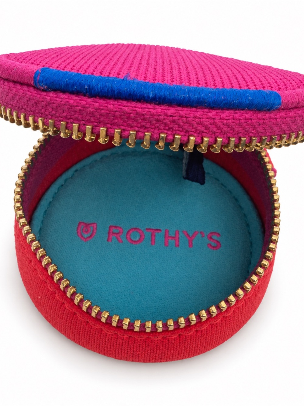 Rothy’s Round Coin Pouch Keychain – Pink, Red & Blue